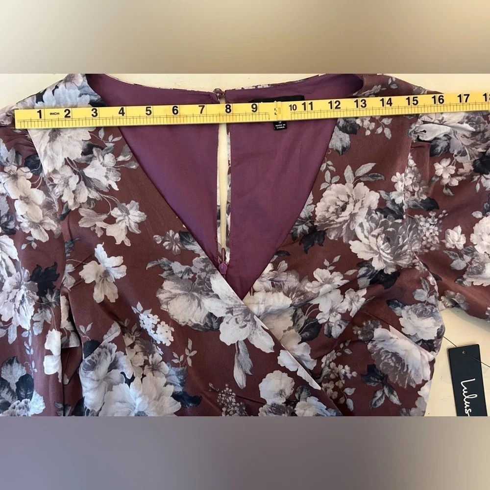 NWT Lulu's Lunette Dusty Purple Floral Midi Dress Size Small Coquette Romantic